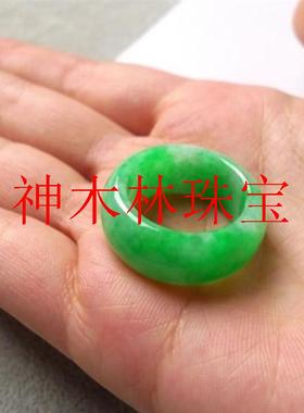 甄选老坑缅甸翡翠色干青戒指扳指