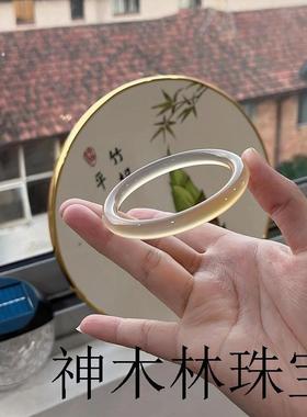 香槟金玛瑙正圈手镯冰透玉髓镯子高冰种白月光少女感贵妃玉镯饰品