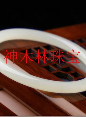 新疆和田玉羊脂白玉小众玉镯子复古圆条手镯少女感新中式细条手镯