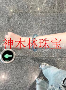 高冰种库里蓝玉髓手镯蓝晴水玛瑙翡翠玉镯冰透水润高级感时尚女款