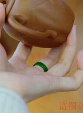 精选缅甸翡翠色冰阳绿戒指冰种辣