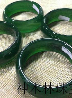 和田碧玉手镯女款菠菜绿手镯加宽玉镯旺夫真玉手镯送妈妈礼物证书