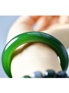 高品质和田玉色碧玉正圈手镯精品青海料玉镯子外蒙料菠菜绿玉石镯