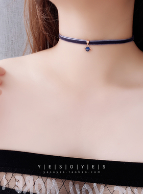 choker纯银蓝色星球项圈脖子饰品