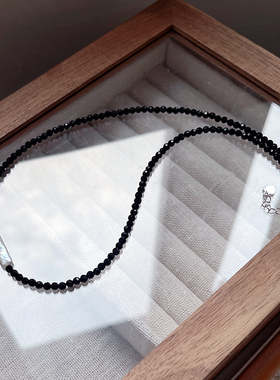 独特小银条淡水珍珠黑尖晶项链潮