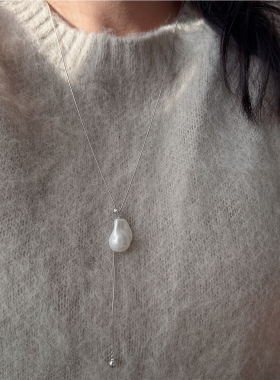 整体S925纯银长款大巴毛衣链轻奢