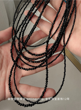 不掉色周雨彤同款黑尖晶项链高级