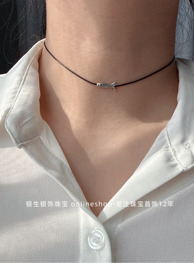 S925纯银极细复古锦鲤choker项链