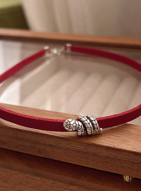 足银999卷卷蛇时尚款蛇年颈链潮