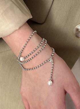 整体纯银圆珠链毛衣链可当手链