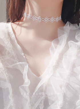 choker项圈项链女白色脖子饰品