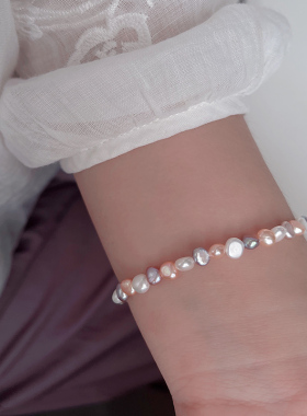 精品糖果色天然淡水真珍珠手链