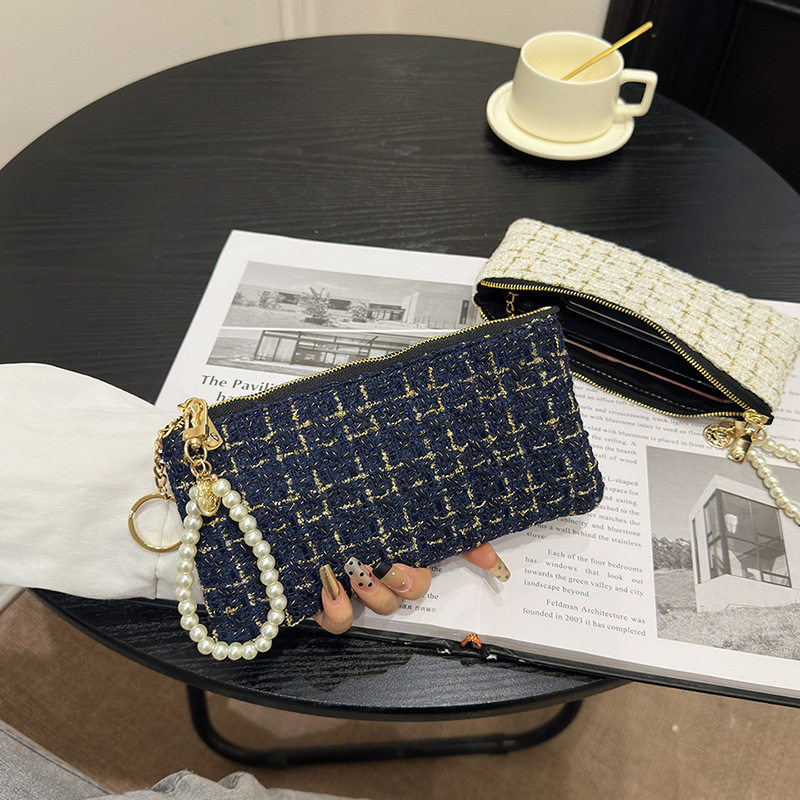 钱包女短款小香风拉链零钱袋帆布编织卡夹精致驾驶证件钥匙手拿包,淘宝优惠券,粉丝福利购,淘宝优惠卷