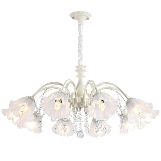 French light luxury crystal cream style chandelier warm lily of the valley