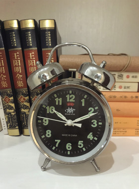 铜机芯 大双铃老式机械闹钟发条双铃学生上弦复古怀旧家居装饰