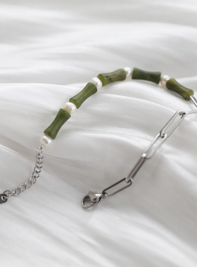 橄榄石淡水珍珠简约竹节手链