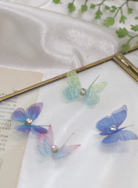 颈间立体蝴蝶隐形鱼线银扣锁骨链