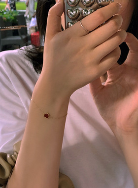 电气白兰小众设计招桃花手链女本命年红绳爱心形ins冷淡风森系