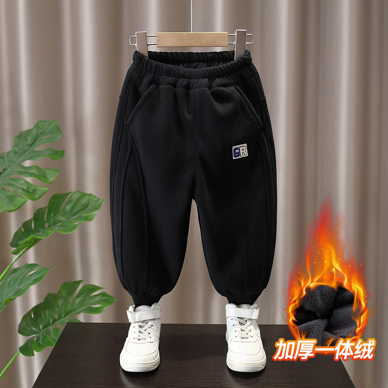 男童加绒运动裤秋冬季加厚一体绒束脚裤保暖休闲长裤子中大童卫裤,淘宝优惠券,粉丝福利购,淘宝优惠卷