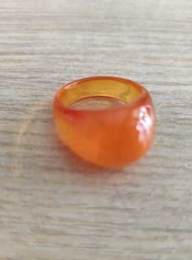 中东蜜蜡藕荷粉丝蜡戒指时尚饰品