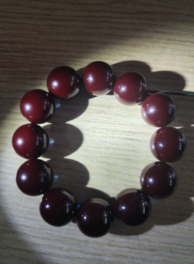 中东蜜蜡蓝精灵珠子内部爆芯手串18.5mm变色款