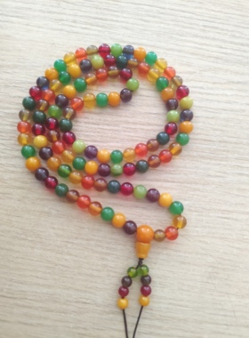 中东蜜蜡鲜艳多宝佛珠挂链长项链时尚饰品