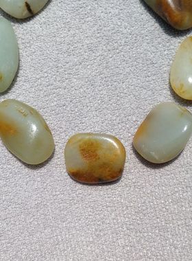 和田玉黄皮白玉籽料原石手串