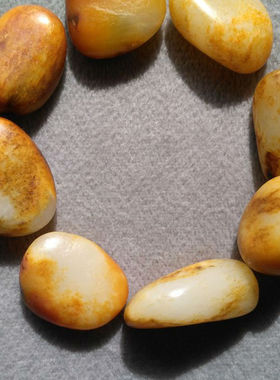 玉饰传奇新疆和田白玉籽料原石手串天然正品黄沁黄皮籽料原石手链