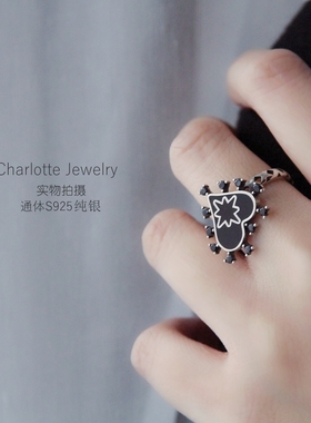 心形大码戒指通体纯银