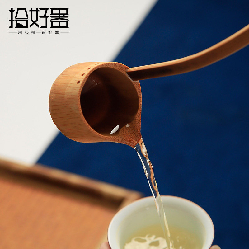 竹制小水勺家用无漆水瓢漏斗勺子打酒器酒吊酒提子盛舀分碗泡茶_虎窝淘