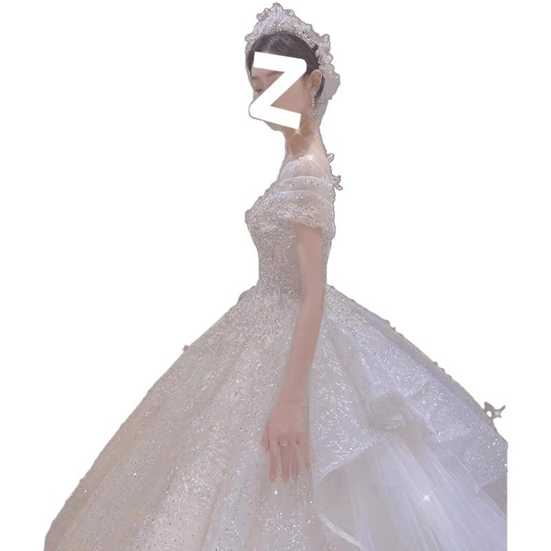 一字肩主婚纱2025新款新娘大拖尾小个子奢华星空重工在逃公主礼服,淘宝优惠券,粉丝福利购,淘宝优惠卷