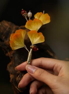 非遗扬州绒花发簪胸针汉服配饰