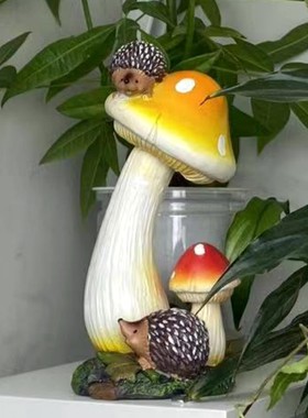 工艺仿真蘑菇田园风别墅庭院摆件