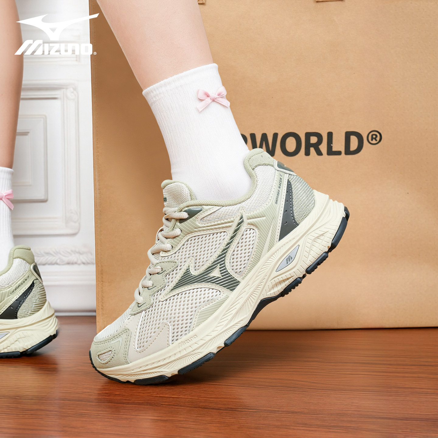 MIZUNO美津浓RACER S男鞋女鞋运动鞋轻便防滑耐磨跑步鞋不闷脚