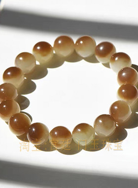 和田玉手链糖白玉且末料圆珠手串
