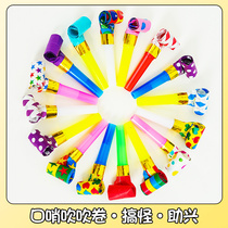 Blow-blown mouth whistle Children blow up Blow Rolls Flex Whistle Blow Birthday Baby Trumpet Party Cartoon Props