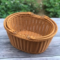 Oval Shopping Basket Supermarket Shop Purchasing Blue Fruit Snacks Convenience Store Basket Imitation Vine Plastic KTV Beauty 1