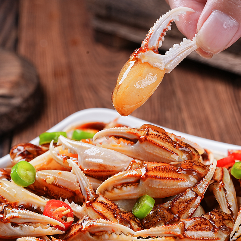 麻辣醉蟹钳捞汁小海鲜熟食即食罐装香辣蟹腿蟹脚生腌螃蟹青岛商用 - 图1