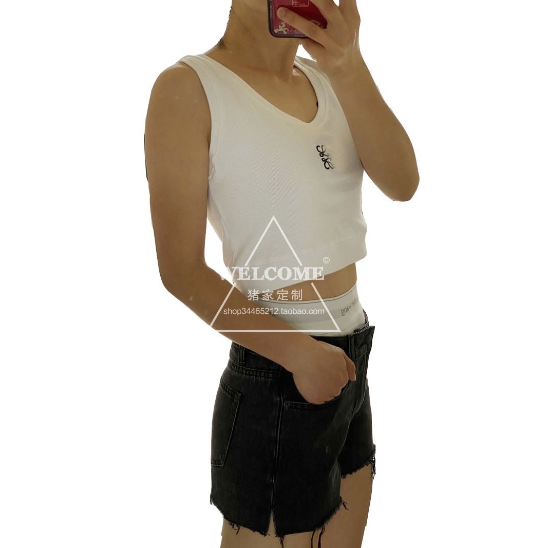 2025夏季新款经典绣花舒适螺纹布百搭修身性感短款白色女背心吊带,淘宝优惠券,粉丝福利购,淘宝优惠卷