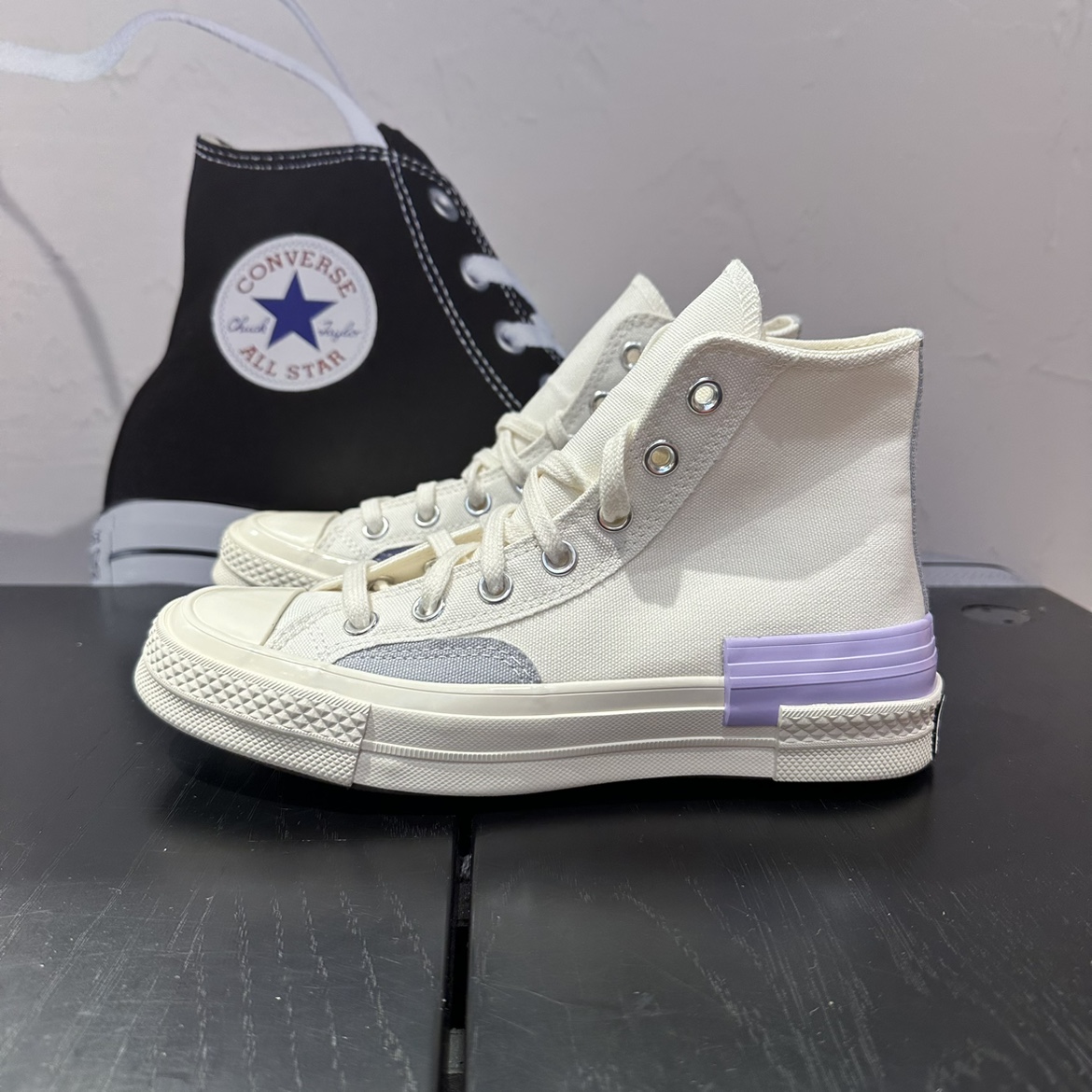 Converse/匡威正品1970s解构拼接撞色女款白色高帮帆布鞋 A03735C - 图2