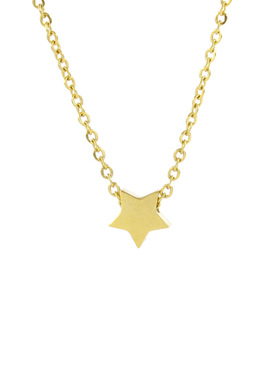 金色镜面钛钢吊坠五角星锁骨链