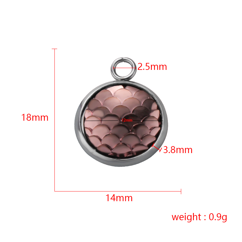 跨境12MM不锈钢鱼鳞底托配件吊坠 Scale Charm Pendant Stainless - 图3