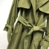 Thắt nơ với áo choàng dài quân đội bông xanh! Quần áo nữ mùa thu 2019 mới của Hàn Quốc - Trench Coat áo măng tô nữ dáng dài Trench Coat