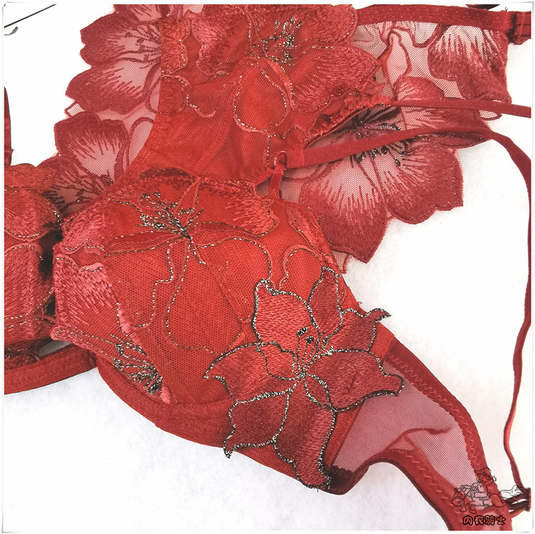日系RJ重工刺绣精致高端蕾丝性感诱惑本命新年红女士文胸内衣套装,淘宝优惠券,粉丝福利购,淘宝优惠卷