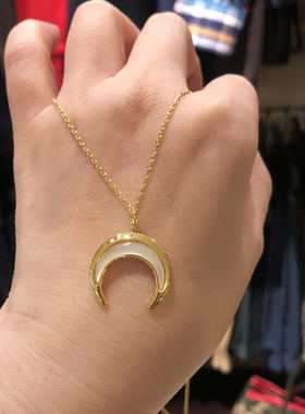 欧洲pg月牙珠贝项链小众毛衣链