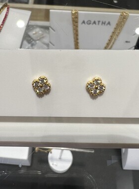 agatha925银四叶草耳钉