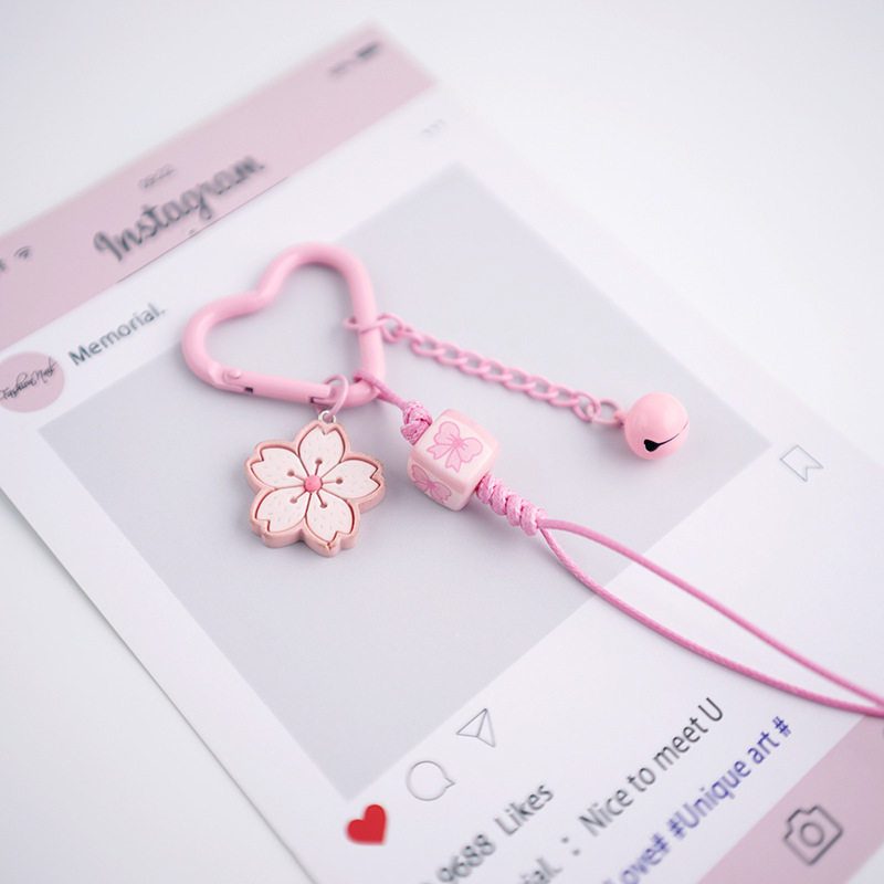 甜美少女粉樱花编织绳包包挂件钥匙扣学生书包挂件礼物汽车配饰,淘宝优惠券,粉丝福利购,淘宝优惠卷