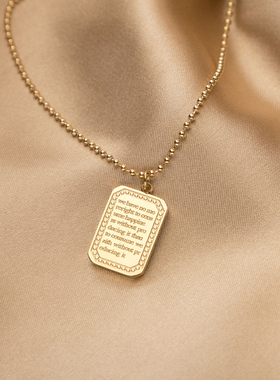 字母方牌ins钛钢长款项链
