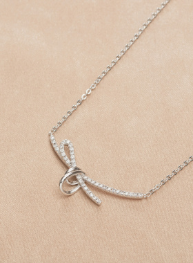 小众高级感微镶锆石丝带结项链