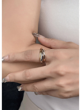 不掉色蔡文静同款情侣食指环时尚